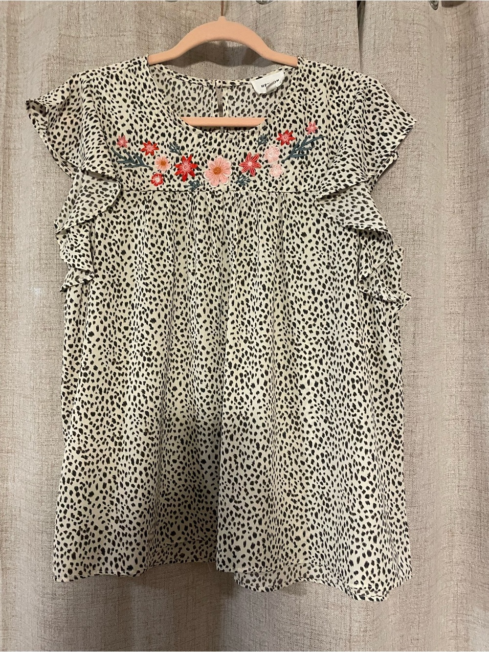 Womens Heyson Floral Embroidered Ruffle Top